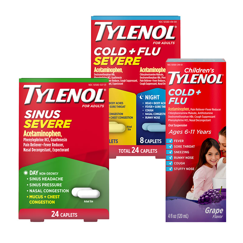 Adult Tylenol Sinus Severe+Children's Tylenol Cold + Flu+Adult Tylenol Cold + Flu Severe Day & Night 1