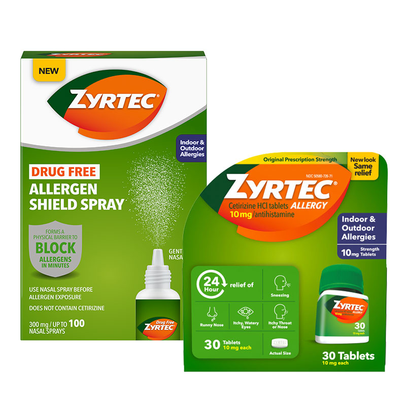 Zyrtec Allergy Tablets & Allergen Shield Spray 1